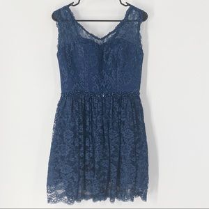 Ababalaya V-Neck Flower Lace Bridesmaid Dress Sz 6